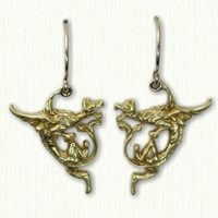 Celtic Dragon Dangle Earrings in 14KT