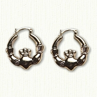 14KY Claddagh Hoop Earring