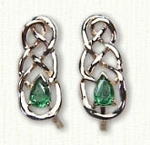 Open Lindesfarne Knot Earrings with 5x3 pear shaped gemstones