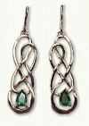 Large Open Lindesfarne Knot Earrings with 6x4 Emeralds - #191