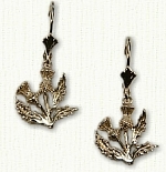 3-D Thistle Drop Earrings on Lever Back Findings