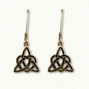 Celtic Triangle Knot & Heart Dangle Earrings