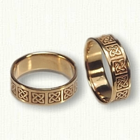 18kt Yellow Celtic Ennis Block Wedding Band Set