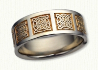 Celtic Fermanagh Knot Wedding Ring - 14KW with 18KY electroplate