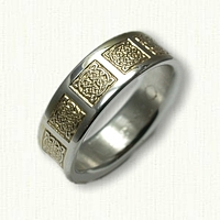 Sterling Silver Celtic Fermanagh Knot Band with 18kt Electroplating in the knot work