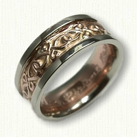 14kt Rose Gold Center with 14kt White Gold Rails - Celtic Figure 8 Knot Band