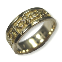 14kt Yellow Gold Celtic Figure 8 Knot with Cross Wedding Band