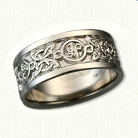 Custom 14kt White Gold 4 Point Knot Band with Celtic Cross and Initials JN and CN