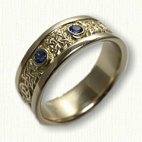 Customized 14kt Yellow Gold Forever' Knot Band with 4 Point Knots, set with 2 - 3mm Sapphires