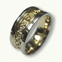 14kt Two Tone Gaelic Wedding Band - My Heart Forever 