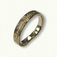 18kt Yellow Gold Celtic Galway Knot Wedding Band with Heart Shank 