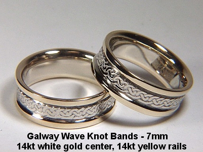 Galway Wave Band - 14kt white center14kt yellow rails Galway Wave Band - 14kt white center14kt yellow rails