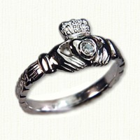 Small claddagh ring with .10ct diamond and custom shank