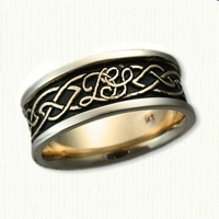 14kt Two Tone Custom Glasgow & Initial Band with Black Enamel In Recessed Areas 