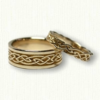 14kt Yellow Gold Celtic Glasgow Knot Wedding Band Set 