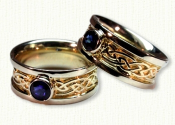 Custom Glasgow Knot Ring with Bezel Set Blue Sapphire - 14Kt yellow ...