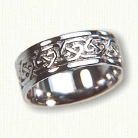 14kt White Gold Celtic Greystone Knot Wedding Band - 7.0 mm width