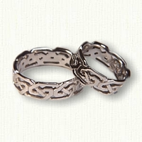 Platinum Celtic Pierced Greystone Knot Wedding Band Set