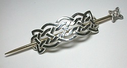 Sterling silver celtic hair pin with 4 point knot end