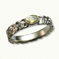 Customized Sculpted Continuous Heart Knot Band with Oval Yellow Sapphire