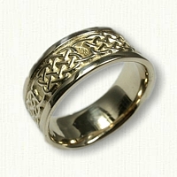 14kt Yellow Gold Celtic 4 Heart Weave Wedding Band -9mm width 