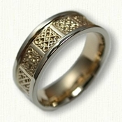 14kt Two Tone Celtic Intricate Heart Knot Wedding Band 