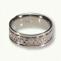 14kt white gold Celtic Interlocking Hearts Wedding Band- Reverse Etch