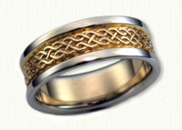 Celtic Hillsborough Knot Wedding Band - 14kt yellow center/white rails