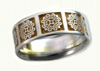 Intricate Celtic Flower Band Reverse Etch - 14KW with 18KY electroplating