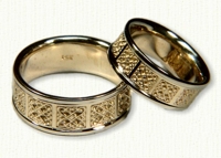 Intricate Heart Knot Band - 14Kt yellow center/white rails