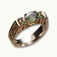 14kt yellow 'Katherine' Engagement Ring with oval green sapphire 5mm width