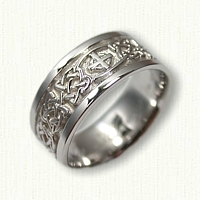 14kt White Gold Celtic Kenmare Knot Band with Single Cross 