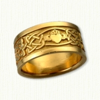 14kt Celtic Kenmare Knot Wedding Band with Claddagh  