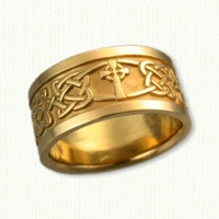 14kt Celtic Kenmare Knot Wedding Band with Celtic Cross  