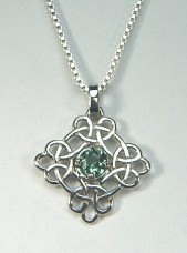 14KY Lacey Circle Loop Knot Pendant with gemstone