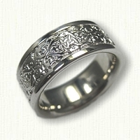 14kt White Gold Celtic Lensiedel Wedding Band - 7.0 mm width 