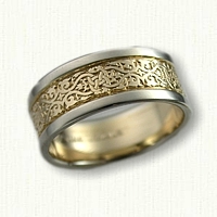 14kt Two Tone Celtic Lensiedel Knot Wedding Band 