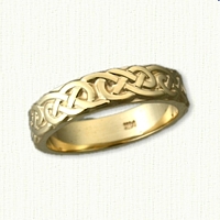 14kt Celtic Lindesfarne Knot Wedding Band - Sculpted 