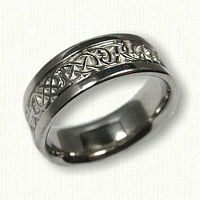 14kt White Gold Celtic Lindesfarne Knot Band with Initials 