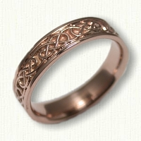 14kt Rose Gold Celtic Lindesfarne Knot Wedding Band - 5.0 mm width  