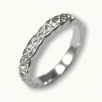 14kt White Gold Sculpted Lindesfarne Knot Wedding Band - narrow   