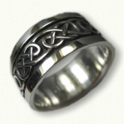 Sterling Silver Celtic Lindesfarne Knot Wedding Band - wide 10 mm width   