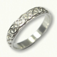 Sterling Silver Celtic Lindesfarne Wedding Band - sculpted - straight edges 