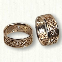 14kt Yellow Gold Pierced Celtic Lindesfarne Knot Wedding Band Set 