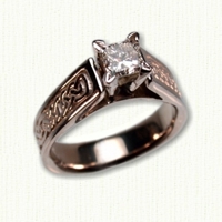 ' Bridget' engagement ring with Lindesfarne pattern and princess cut diamond