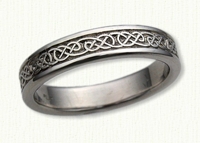 14kt white gold Narrow Lindesfarne Knot Wedding Bands 