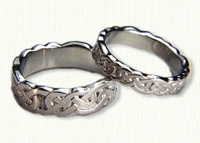 14kt white gold Sculpted Lindesfarne Wedding Bands