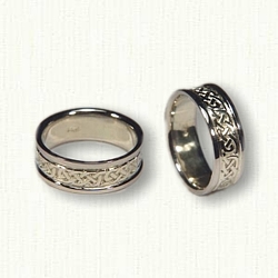 14kt Green Gold 14kt Two Tone Celtic Loose Knot Wedding Band Set