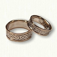 14kt Two Tone Celtic Loose Knot Wedding Band Set