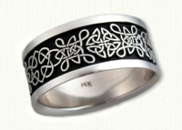 14kt White gold Love Knot Band with black paint antiquing - Straight deSign